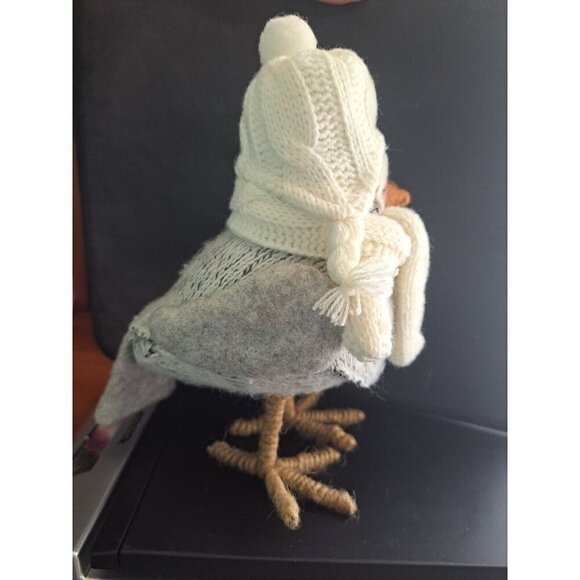2015 Target Wondershop Fabric Bird Gray Tweed White Scarf & Earflap Hat - Picture 4 of 9